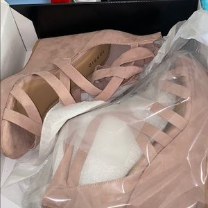 Blush Ankle Toe wedges size 10 wide